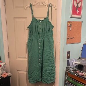 Green Button-Down Sleeveless Dress